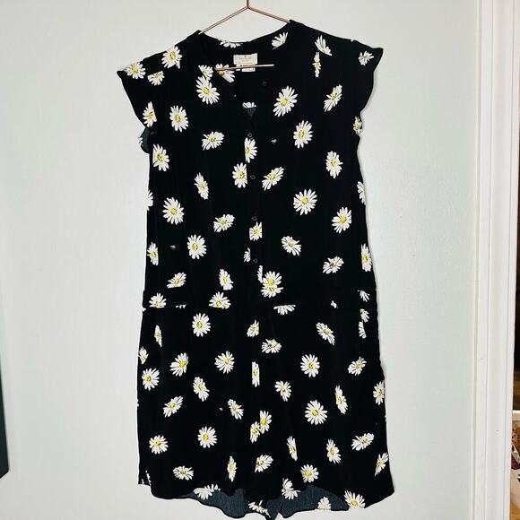 KATE SPADE Women's Black & White Daisy Dot Floral Button Front Romper Size 8 - Picture 3 of 10